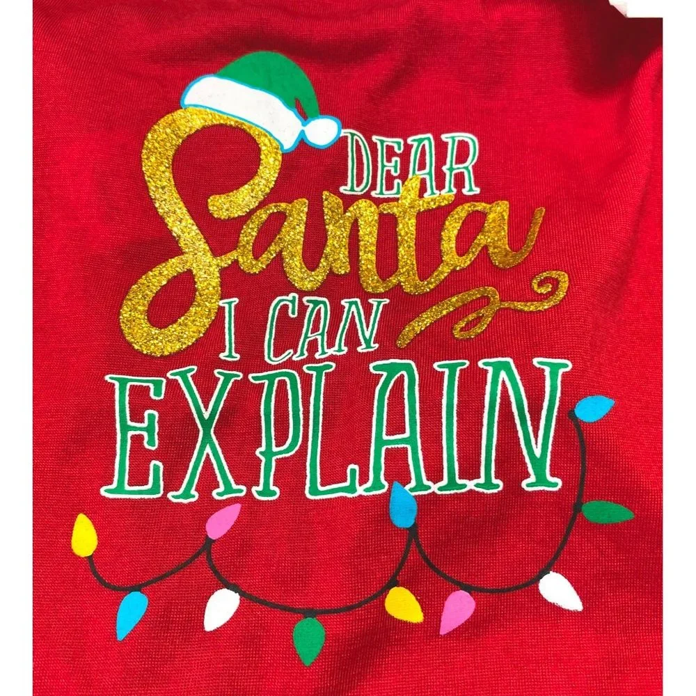 Dog Christmas Costume Red Shirt Size Large Dear Santa I Can Explain NWT